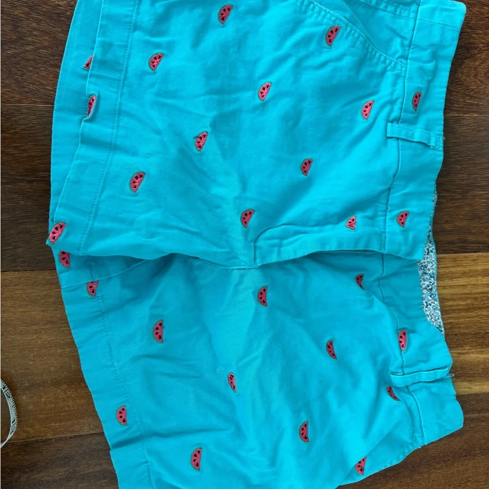 Cambridge Dry Goods Turquoise Shorts with Floral Accent - Picture 1 of 6